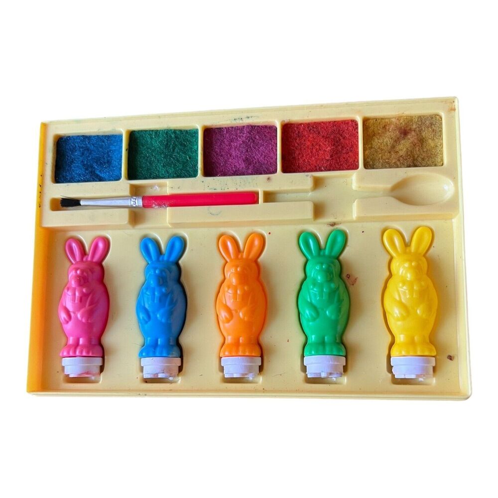 VTG Dudleys 1996 Press and Print Easter Decorating Kit Retro Fun Stamp Paint